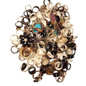 199 Mixed Lot Unsearched Bundle of RINGS Funky Artistic Colorful Used Massive